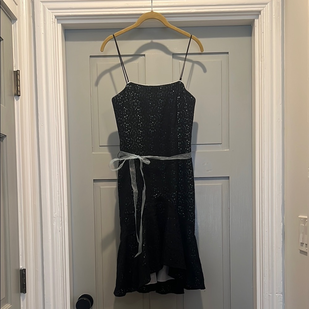 🖤 Vintage Shoshanna Black Eyelet Dress w/ Tiffany Blue Underlay – Size 4 💙